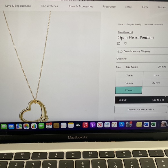 Tiffany Elsa Perretta Open Heart Gold Pendant necklace - Picture 6 of 6